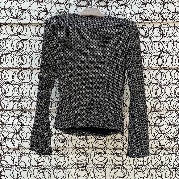 Vintage 90s Metaphor stretch glitter dark wrap front bell sleeve blouse - Picture 4 of 7